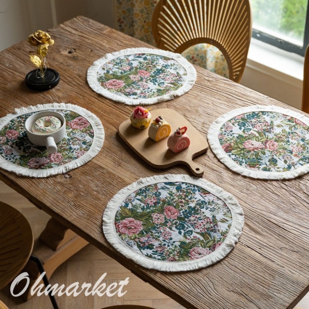 【生活市集】北歐田園流蘇餐墊 裝飾桌墊 波西米亞 民族風桌布餐墊背景拍照編織麻布墊拍美食道具甜點蛋糕墊桌墊-細節圖6