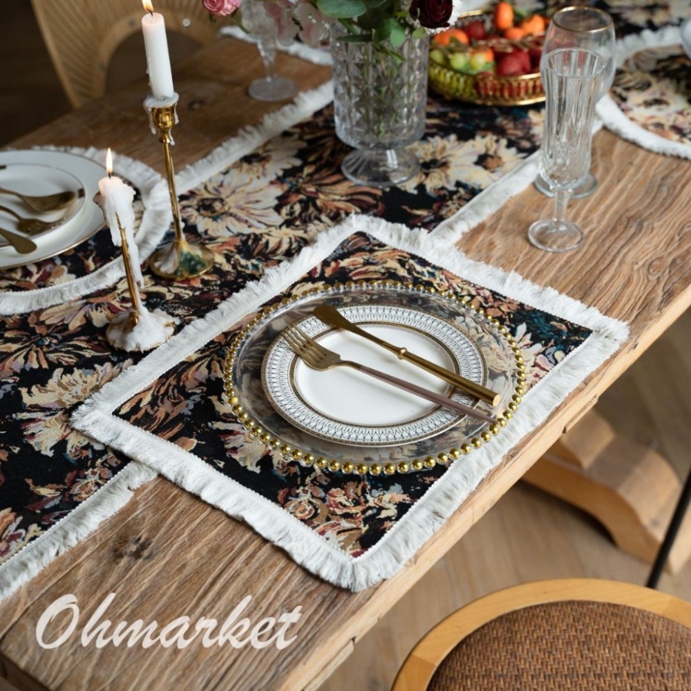 【生活市集】北歐田園流蘇餐墊 裝飾桌墊 波西米亞 民族風桌布餐墊背景拍照編織麻布墊拍美食道具甜點蛋糕墊桌墊-細節圖8