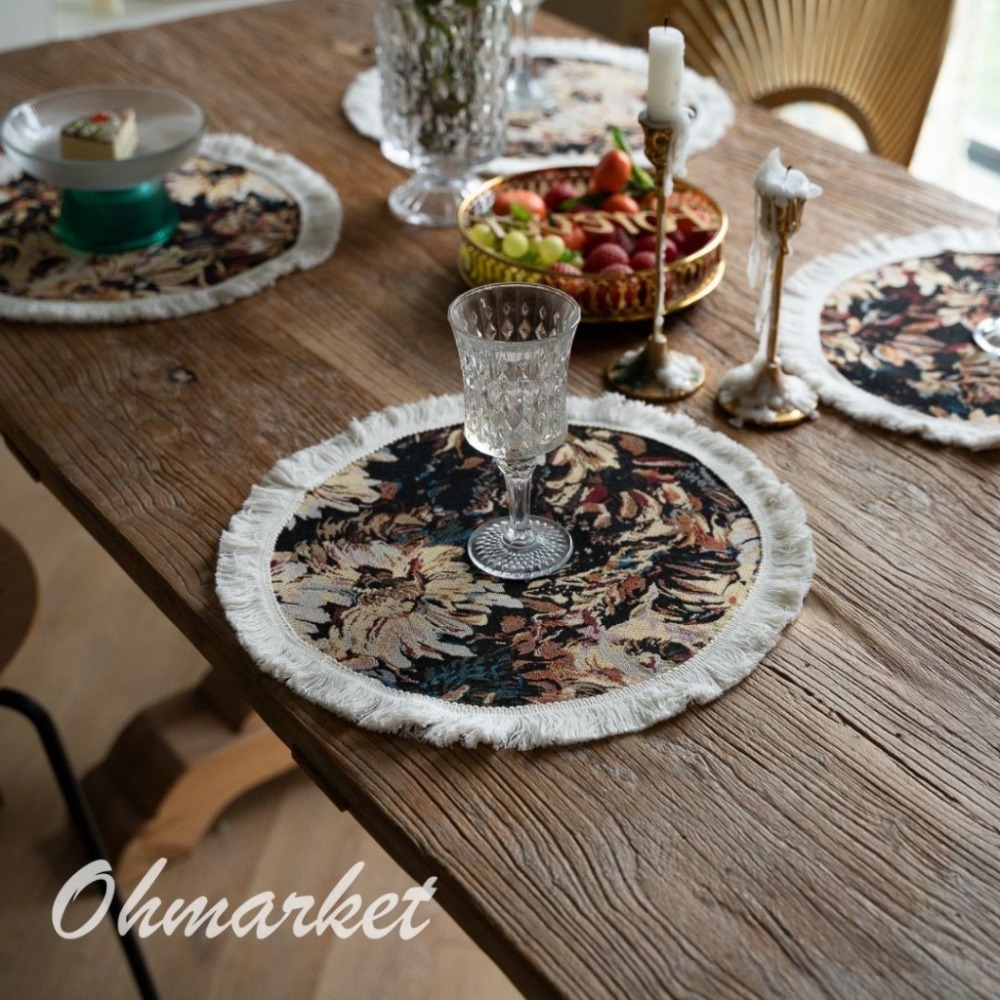 【生活市集】北歐田園流蘇餐墊 裝飾桌墊 波西米亞 民族風桌布餐墊背景拍照編織麻布墊拍美食道具甜點蛋糕墊桌墊-細節圖9