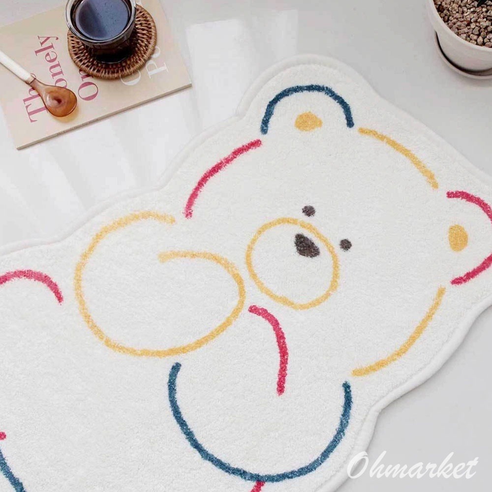 【生活市集】 熊熊貓咪仿羊絨地墊 室內地墊 地毯 防滑地毯 吸水地毯 廁所地墊 腳踏墊防滑地墊絨毛 地毯-細節圖4