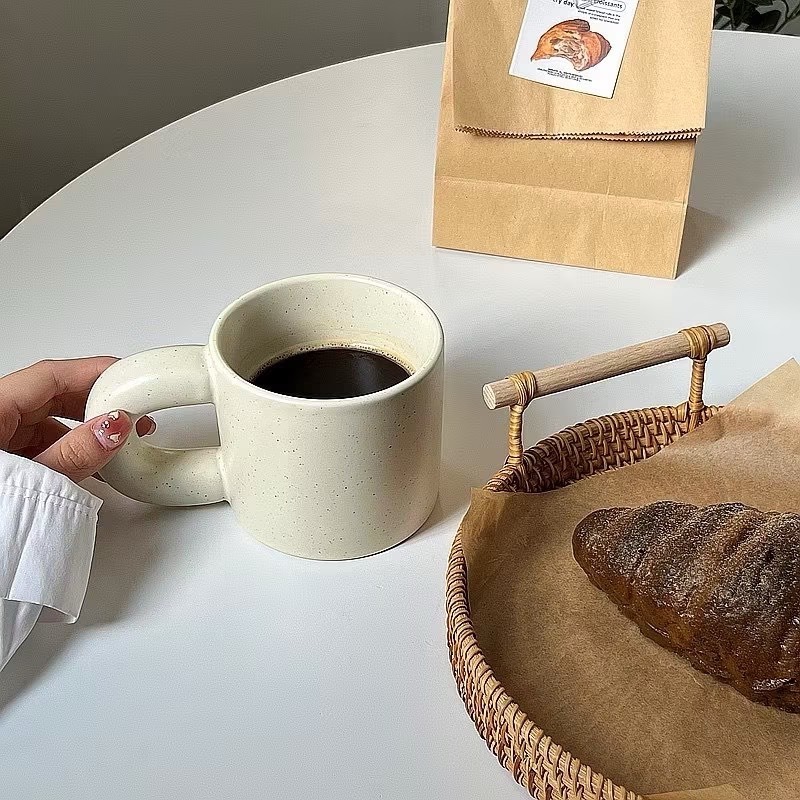 【生活市集】 不規則馬克杯 咖啡杯馬克杯子 大耳杯不規則杯潑墨杯格紋杯黑白格杯墨點杯杯陶瓷-細節圖7