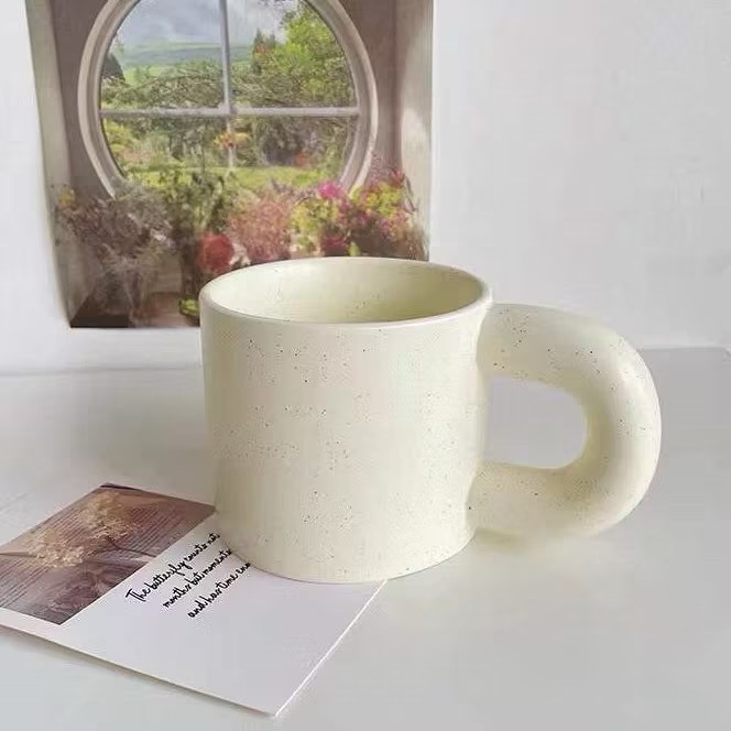 【生活市集】 不規則馬克杯 咖啡杯馬克杯子 大耳杯不規則杯潑墨杯格紋杯黑白格杯墨點杯杯陶瓷-規格圖11