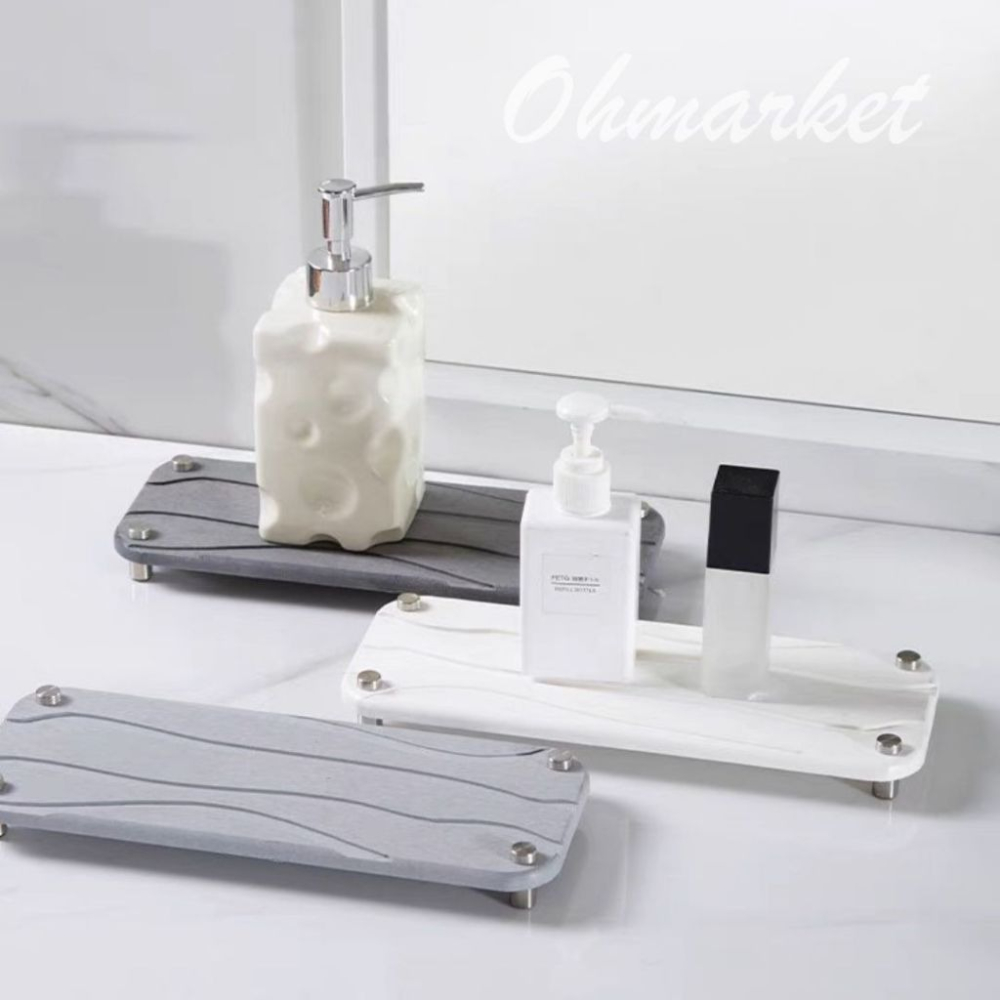 【生活市集】 簡約三色 大尺寸硅藻土杯墊 硅藻土洗漱墊 硅藻土皂墊 杯墊 吸水 瑰藻土 硅藻 浴室 珪藻土除濕-細節圖2