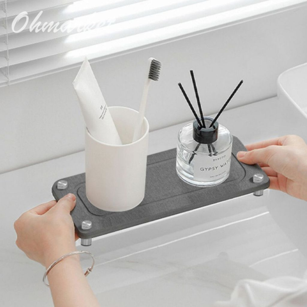 【生活市集】 簡約三色 大尺寸硅藻土杯墊 硅藻土洗漱墊 硅藻土皂墊 杯墊 吸水 瑰藻土 硅藻 浴室 珪藻土除濕-細節圖3