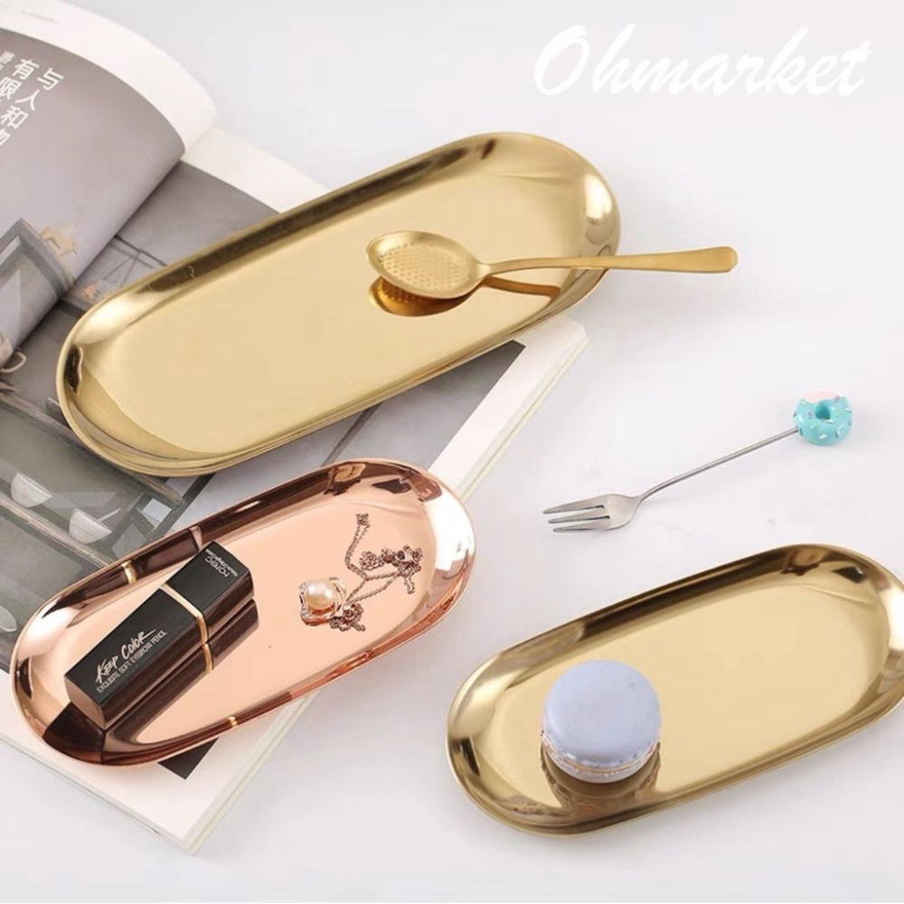 【生活市集】 不鏽鋼橢圓盤 首飾收納盤 收納托盤 香氛蠟燭工具盤 香薰蠟燭工具 收納盤首飾盤小托盤首飾置物托盤-細節圖7