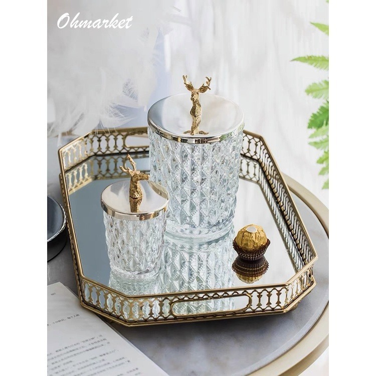 【生活市集】 北歐家居 縷空鏡面托盤 收納盤 桌面托盤 香氛蠟燭 首飾盤 鏡面盤 首飾盤 水果盤桌面收納玻璃盤-細節圖3