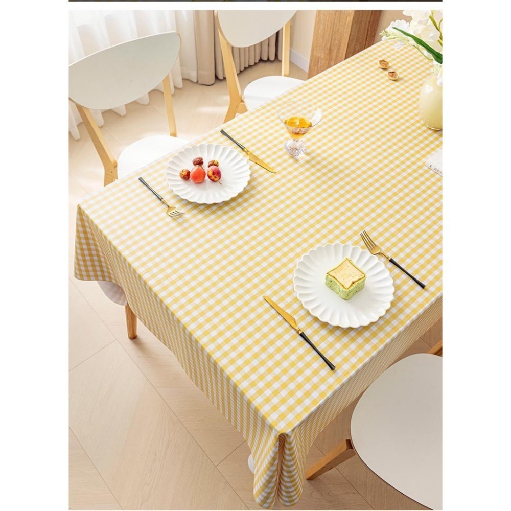 【生活市集】 奶茶色餐桌墊 奶油格桌布 格子餐桌墊韓風背景布小清新可愛桌布野餐墊奶茶色餐桌墊毛絨布野餐墊桌布-細節圖3