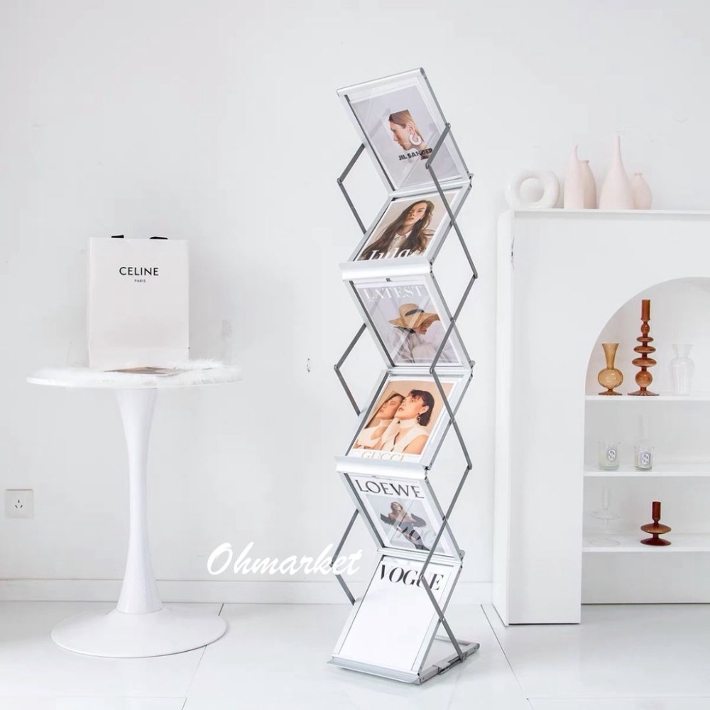 【生活市集】 韓系Ins書報架 雜誌架 咖啡廳民宿佈置 鋁合金折疊資料架目錄架 展示架 宣傳雜誌架書報架-細節圖2