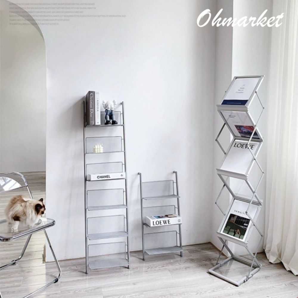 【生活市集】 韓系Ins書報架 雜誌架 咖啡廳民宿佈置 鋁合金折疊資料架目錄架 展示架 宣傳雜誌架書報架-細節圖5