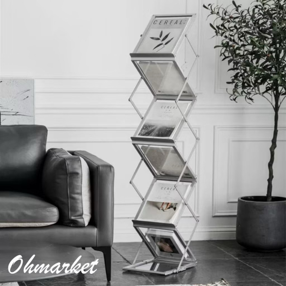 【生活市集】 韓系Ins書報架 雜誌架 咖啡廳民宿佈置 鋁合金折疊資料架目錄架 展示架 宣傳雜誌架書報架-細節圖10