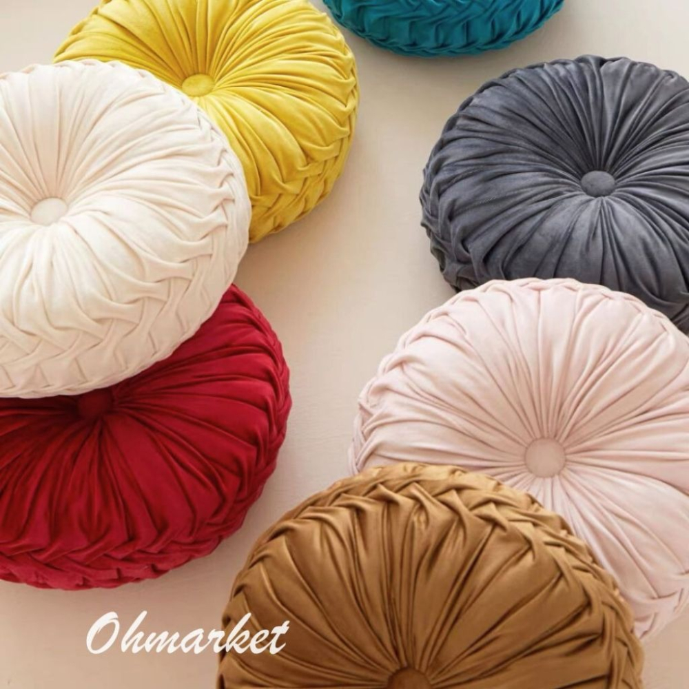 【生活市集】 升級💖北歐ins南瓜坐墊 圓形純色絲絨抱枕 椅墊 布藝加厚坐墊 靠墊 椅墊 輕奢榻榻米坐墊-細節圖2