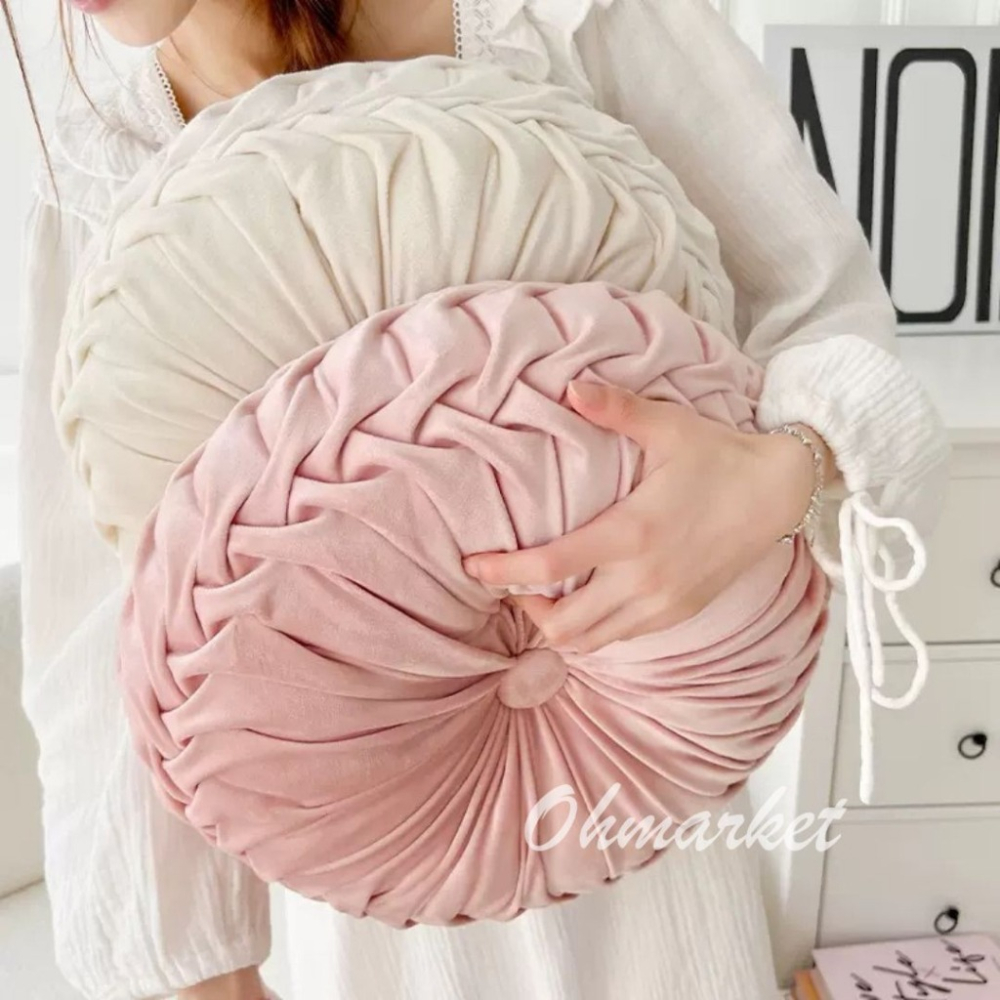 【生活市集】 升級💖北歐ins南瓜坐墊 圓形純色絲絨抱枕 椅墊 布藝加厚坐墊 靠墊 椅墊 輕奢榻榻米坐墊-細節圖9