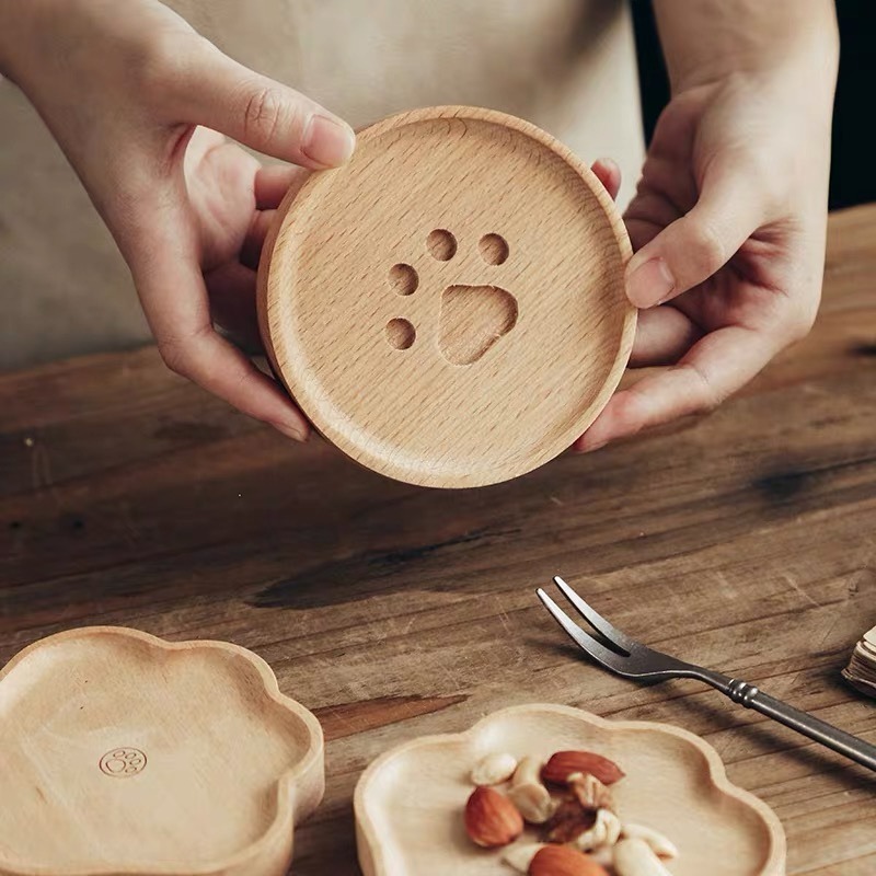 【生活市集】 貓掌隔熱杯墊 原木杯墊 熊掌杯墊 隔熱墊防水杯墊 馬克杯杯墊木頭杯墊原木杯墊造型杯墊-細節圖2