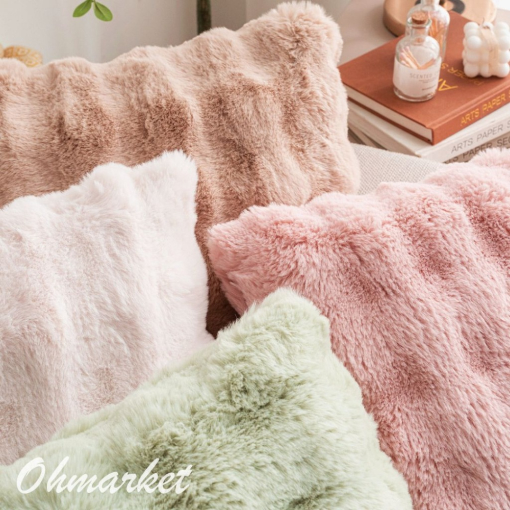 【生活市集】 兔毛絨毛抱枕套 可拆洗抱枕 抱枕套 坐墊沙發抱枕造型抱枕北歐抱枕兩用沙發靠墊枕頭套-細節圖2