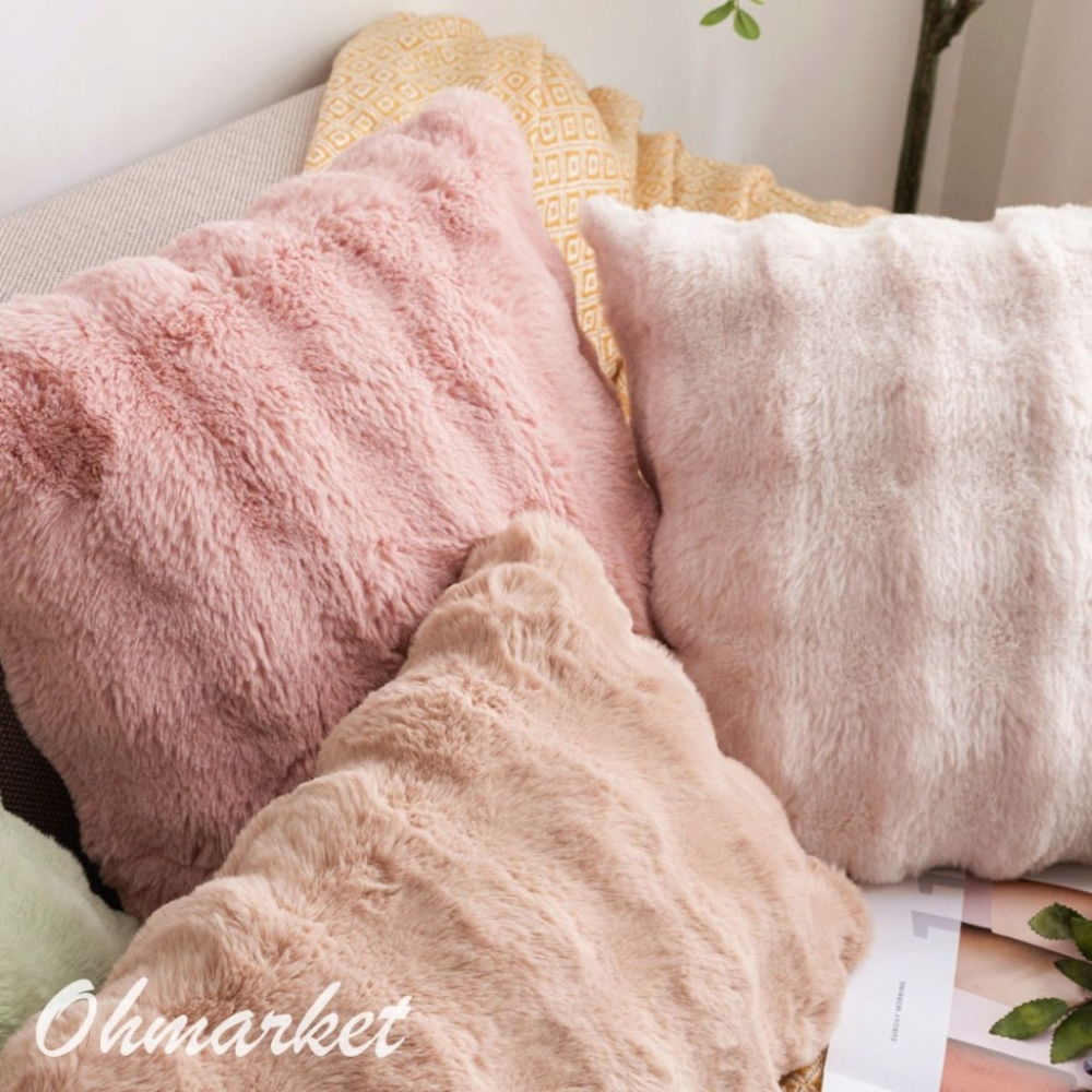 【生活市集】 兔毛絨毛抱枕套 可拆洗抱枕 抱枕套 坐墊沙發抱枕造型抱枕北歐抱枕兩用沙發靠墊枕頭套-細節圖3