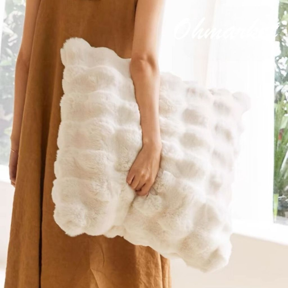 【生活市集】 兔毛絨毛抱枕套 可拆洗抱枕 抱枕套 坐墊沙發抱枕造型抱枕北歐抱枕兩用沙發靠墊枕頭套-細節圖6