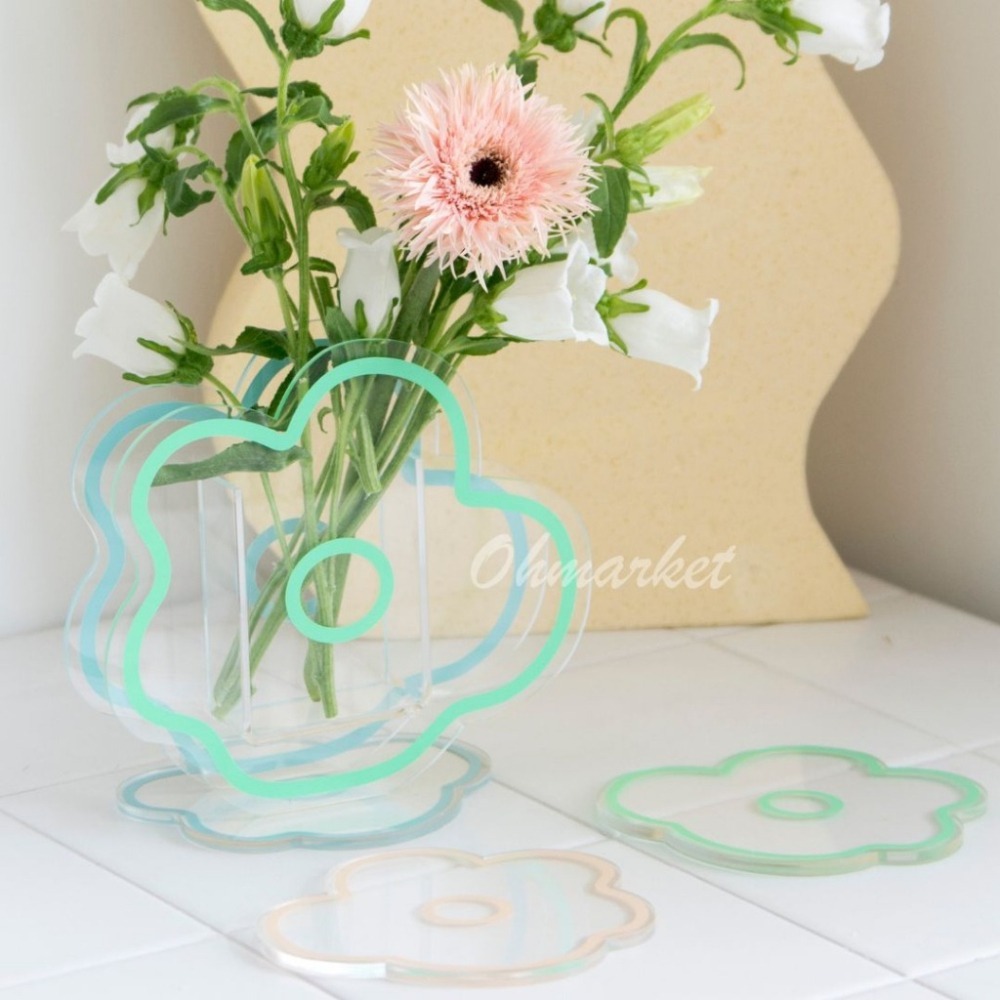 【生活市集】 ins小花花瓶 壓克力花瓶 收納罐 筆筒 花器 筆筒收納罐造型花瓶桌面收納房間佈置拍照壓克力花-細節圖5