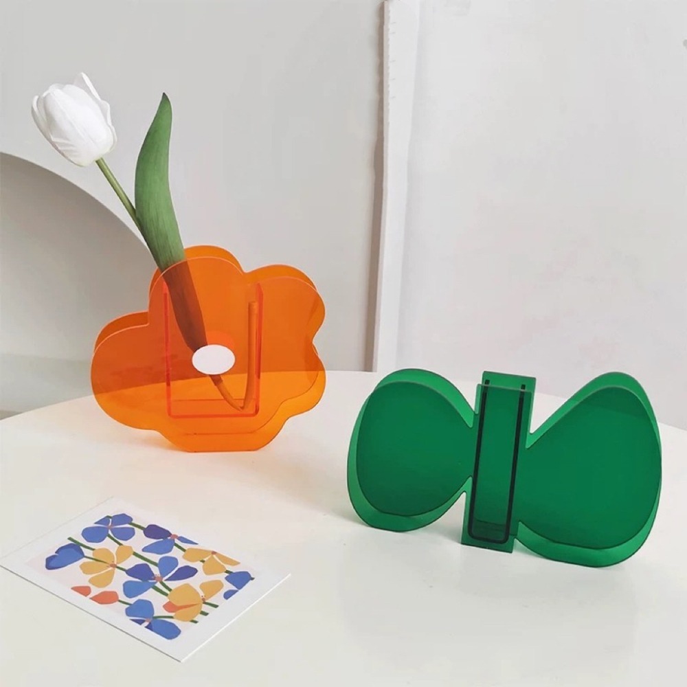 【生活市集】 ins小花花瓶 壓克力花瓶 收納罐 筆筒 花器 筆筒收納罐造型花瓶桌面收納房間佈置拍照壓克力花-細節圖7