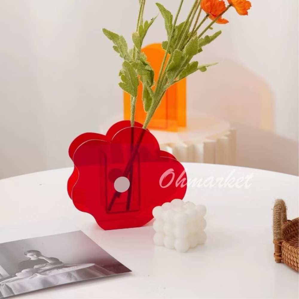 【生活市集】 ins小花花瓶 壓克力花瓶 收納罐 筆筒 花器 筆筒收納罐造型花瓶桌面收納房間佈置拍照壓克力花-細節圖10