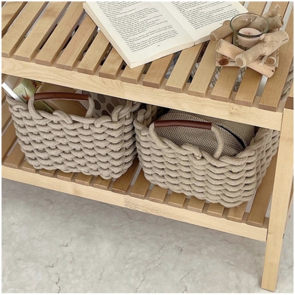 【生活市集】 加厚編織收納籃 不軟塌收納籃 編織居家雜物收納籃置物籃儲物籃髒衣籃厚實抗撞編織軟材質有把手大容量-細節圖6