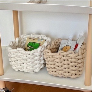 【生活市集】 加厚編織收納籃 不軟塌收納籃 編織居家雜物收納籃置物籃儲物籃髒衣籃厚實抗撞編織軟材質有把手大容量-細節圖7