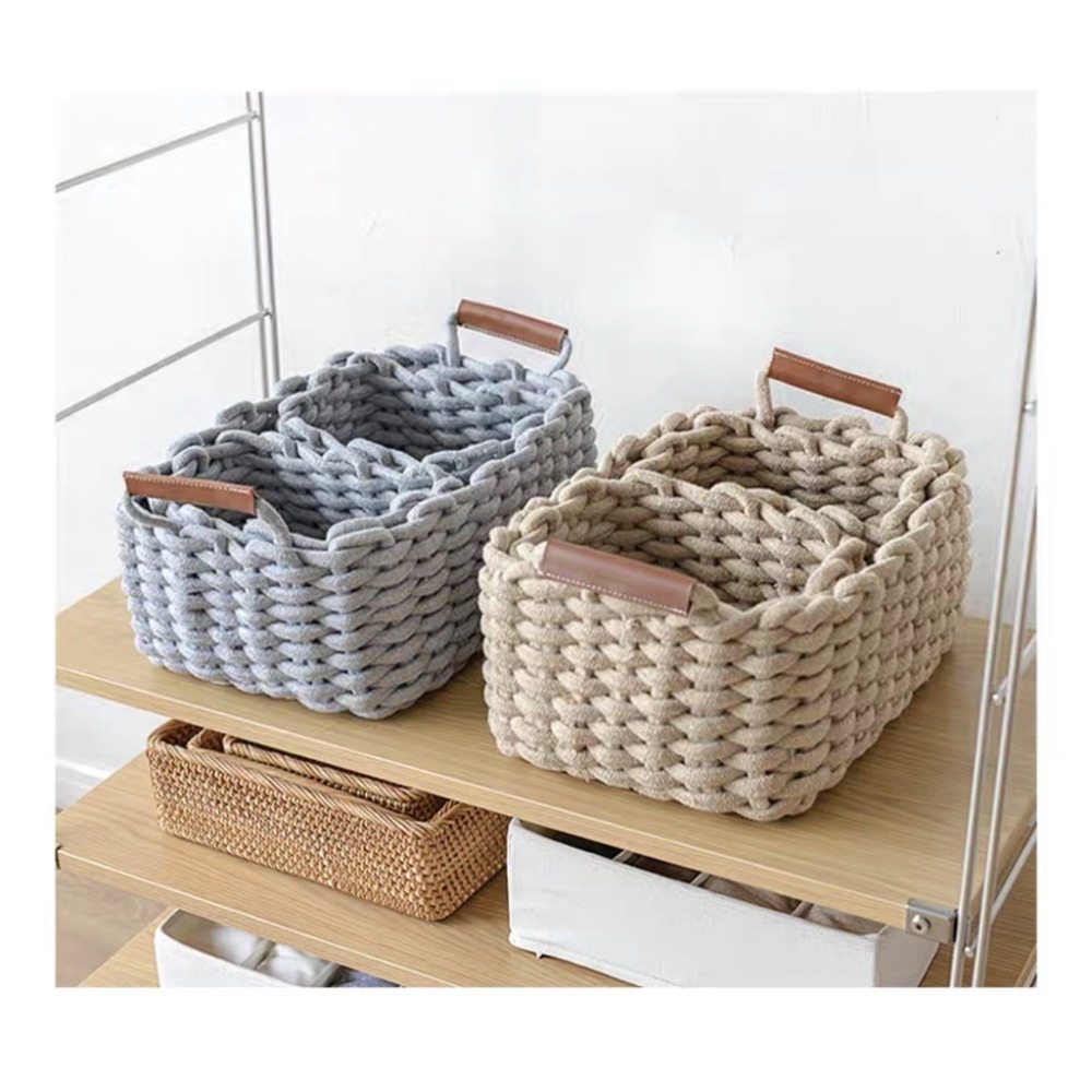 【生活市集】 加厚編織收納籃 不軟塌收納籃 編織居家雜物收納籃置物籃儲物籃髒衣籃厚實抗撞編織軟材質有把手大容量-細節圖8