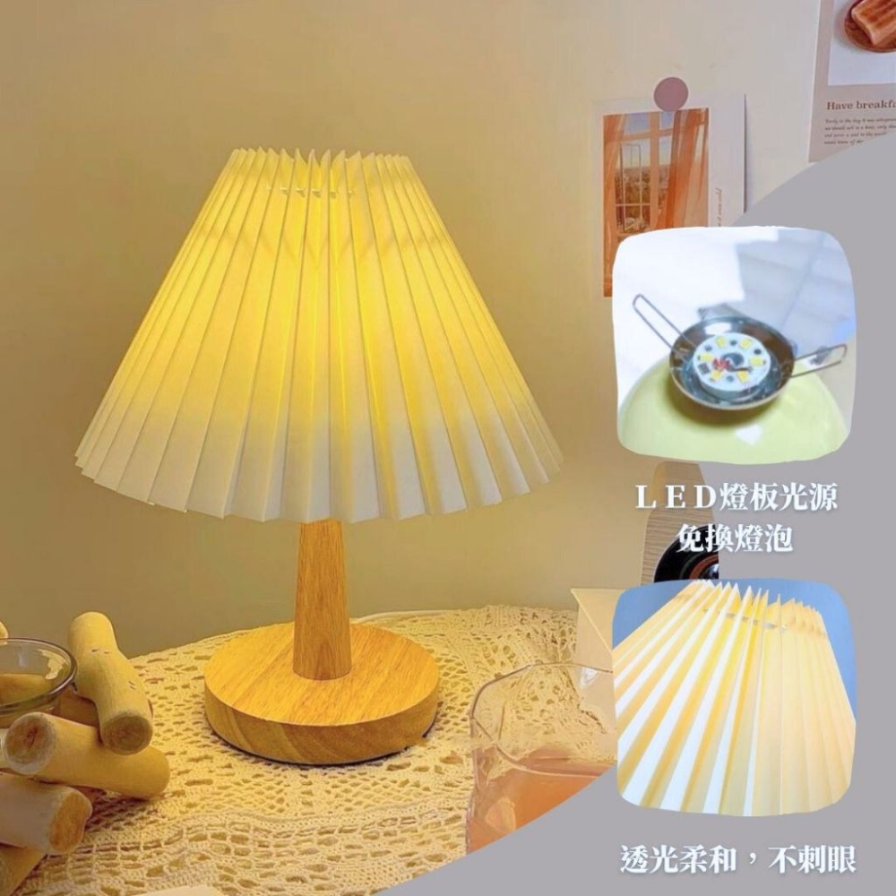 【生活市集】 韓系百摺檯燈 百夜檯燈 台燈 桌燈 小夜燈 床頭燈 夜燈氣氛燈 立燈原木居家燈 拍照佈置-細節圖7