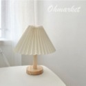 米白色【實木百摺檯燈】