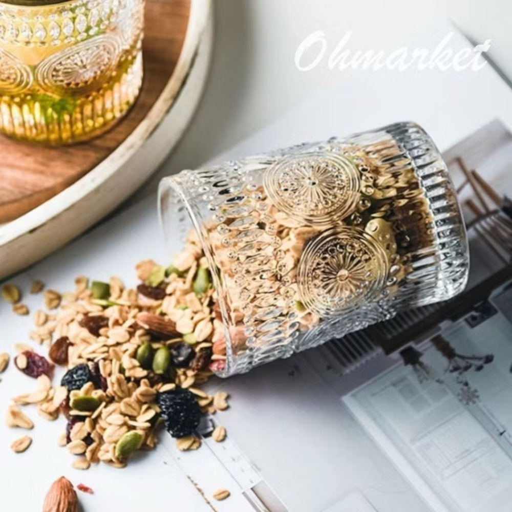 【生活市集】 太陽花玻璃杯 浮雕玻璃杯 玻璃杯 杯子 早餐杯 牛奶杯 金邊玻璃杯 下午茶水杯茶杯佈置-細節圖4