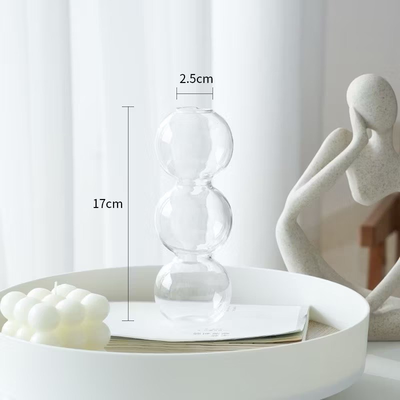 【生活市集】法式造型花瓶 愛心花瓶花插 玻璃花瓶 透明花瓶 插花瓶 玻璃擺件 桌面裝飾 乾燥花花瓶-規格圖9