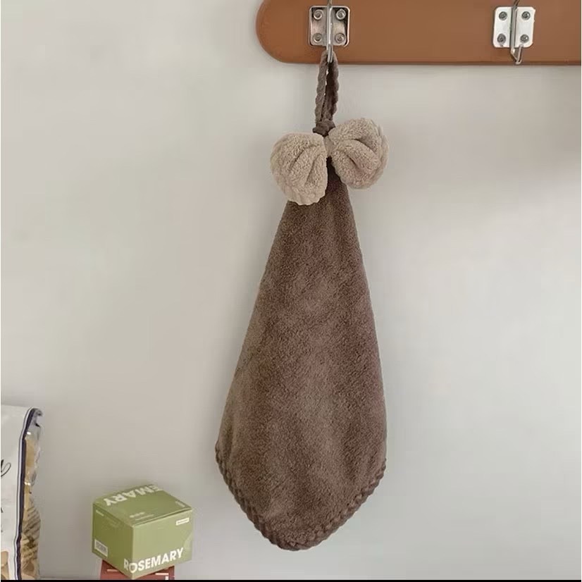 【生活市集】 蝴蝶結擦手巾 蝴蝶結可掛式擦手巾 擦手巾 小方巾 毛巾 珊瑚絨 吸水擦手巾 擦手布-規格圖11