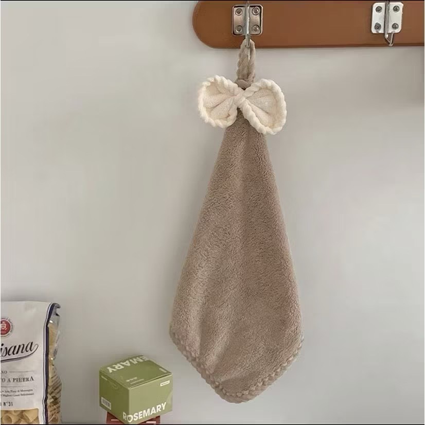 【生活市集】 蝴蝶結擦手巾 蝴蝶結可掛式擦手巾 擦手巾 小方巾 毛巾 珊瑚絨 吸水擦手巾 擦手布-規格圖11