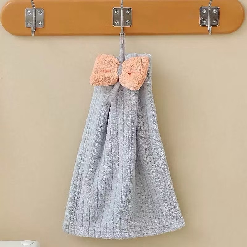 【生活市集】 蝴蝶結擦手巾 蝴蝶結可掛式擦手巾 擦手巾 小方巾 毛巾 珊瑚絨 吸水擦手巾 擦手布-規格圖11