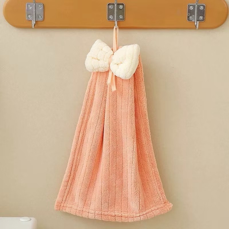 【生活市集】 蝴蝶結擦手巾 蝴蝶結可掛式擦手巾 擦手巾 小方巾 毛巾 珊瑚絨 吸水擦手巾 擦手布-規格圖11