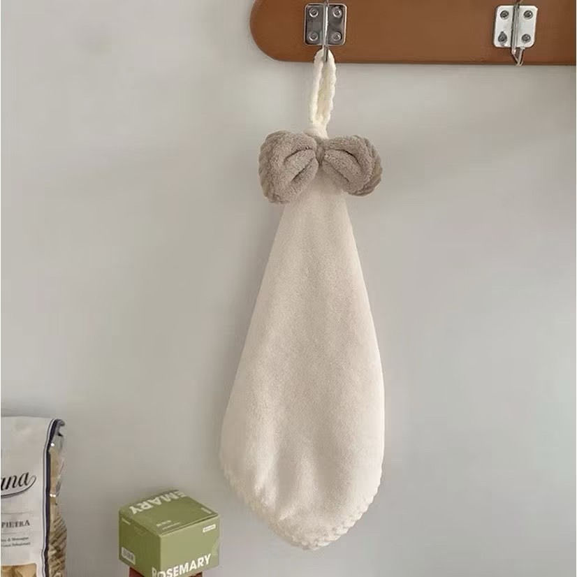 【生活市集】 蝴蝶結擦手巾 蝴蝶結可掛式擦手巾 擦手巾 小方巾 毛巾 珊瑚絨 吸水擦手巾 擦手布-規格圖11