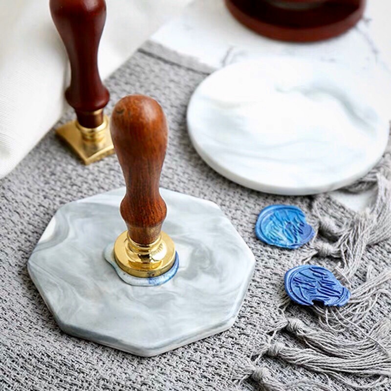 【生活市集】 火漆印章大理石紋印章墊 杯墊 火漆印章墊 陶瓷杯墊-細節圖2