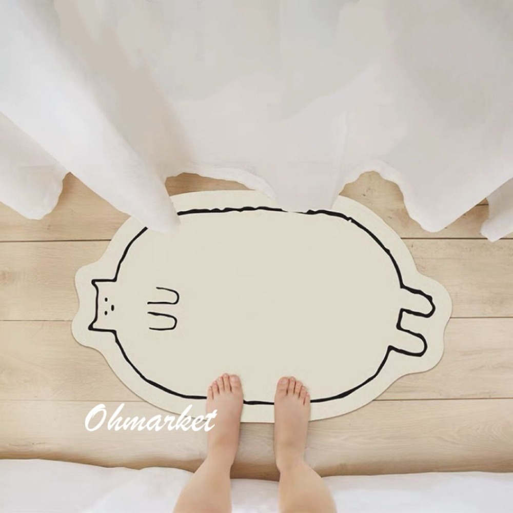 【生活市集】 憨憨貓 仿羊絨地毯 室內地墊 地毯 防滑地毯 吸水地毯 廁所地墊腳踏墊防滑地墊絨毛地毯浴室-細節圖3