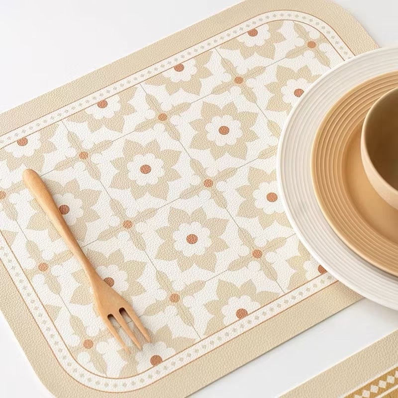 【生活市集】 奶茶色系 隔熱餐墊 防水餐墊 隔熱PU皮革易清洗皮革餐墊隔熱墊家用西餐餐盤墊北歐餐墊茶杯碗盤墊-規格圖9