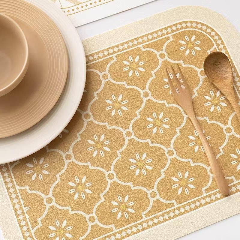 【生活市集】 奶茶色系 隔熱餐墊 防水餐墊 隔熱PU皮革易清洗皮革餐墊隔熱墊家用西餐餐盤墊北歐餐墊茶杯碗盤墊-規格圖9