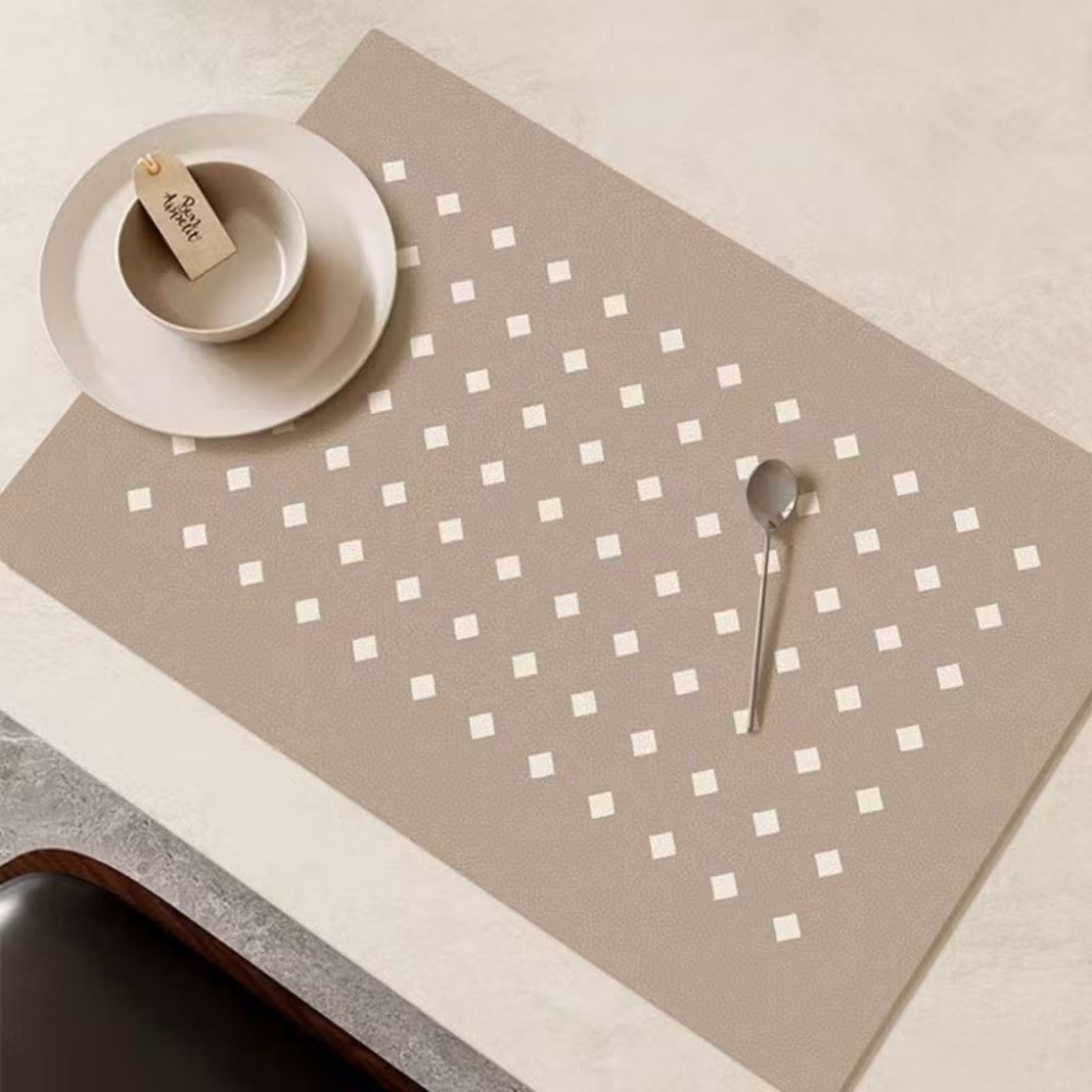 【生活市集】 奶茶色系 隔熱餐墊 防水餐墊 隔熱PU皮革易清洗皮革餐墊隔熱墊家用西餐餐盤墊北歐餐墊茶杯碗盤墊-規格圖9