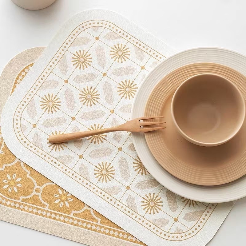 【生活市集】 奶茶色系 隔熱餐墊 防水餐墊 隔熱PU皮革易清洗皮革餐墊隔熱墊家用西餐餐盤墊北歐餐墊茶杯碗盤墊-規格圖9