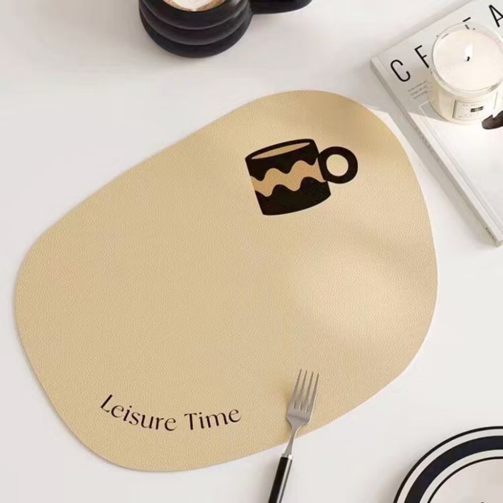 【生活市集】 奶茶色系 隔熱餐墊 防水餐墊 隔熱PU皮革易清洗皮革餐墊隔熱墊家用西餐餐盤墊北歐餐墊茶杯碗盤墊-規格圖9
