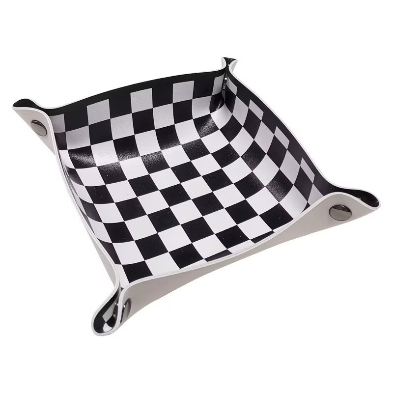 玄關收納盤【黑白棋盤格】