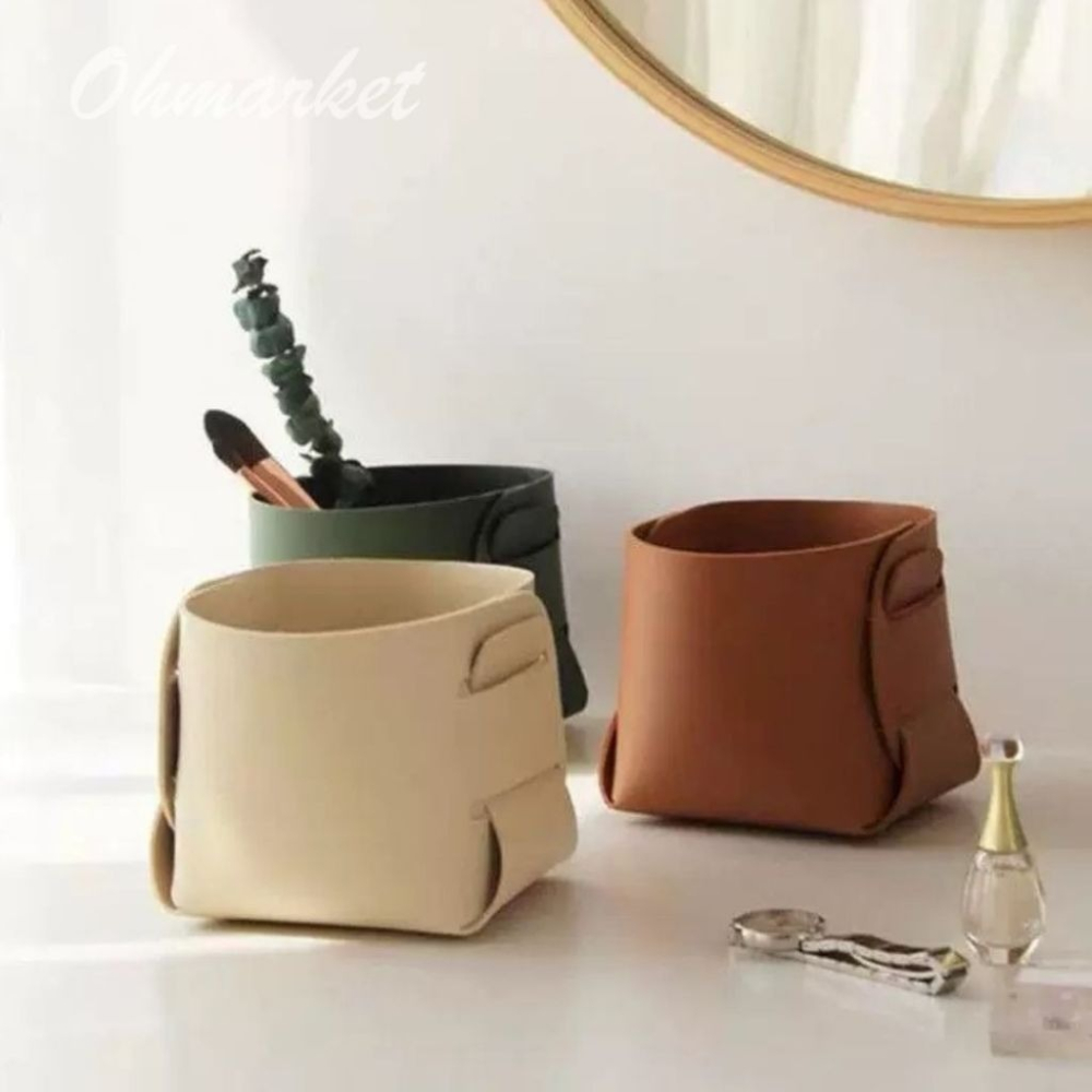 【生活市集】 北歐皮革收納盒 桌面收納 鑰匙收納 收納盒 雜物收納 化妝品收納耳夾耳環收納盒玄關鑰匙收納-細節圖2