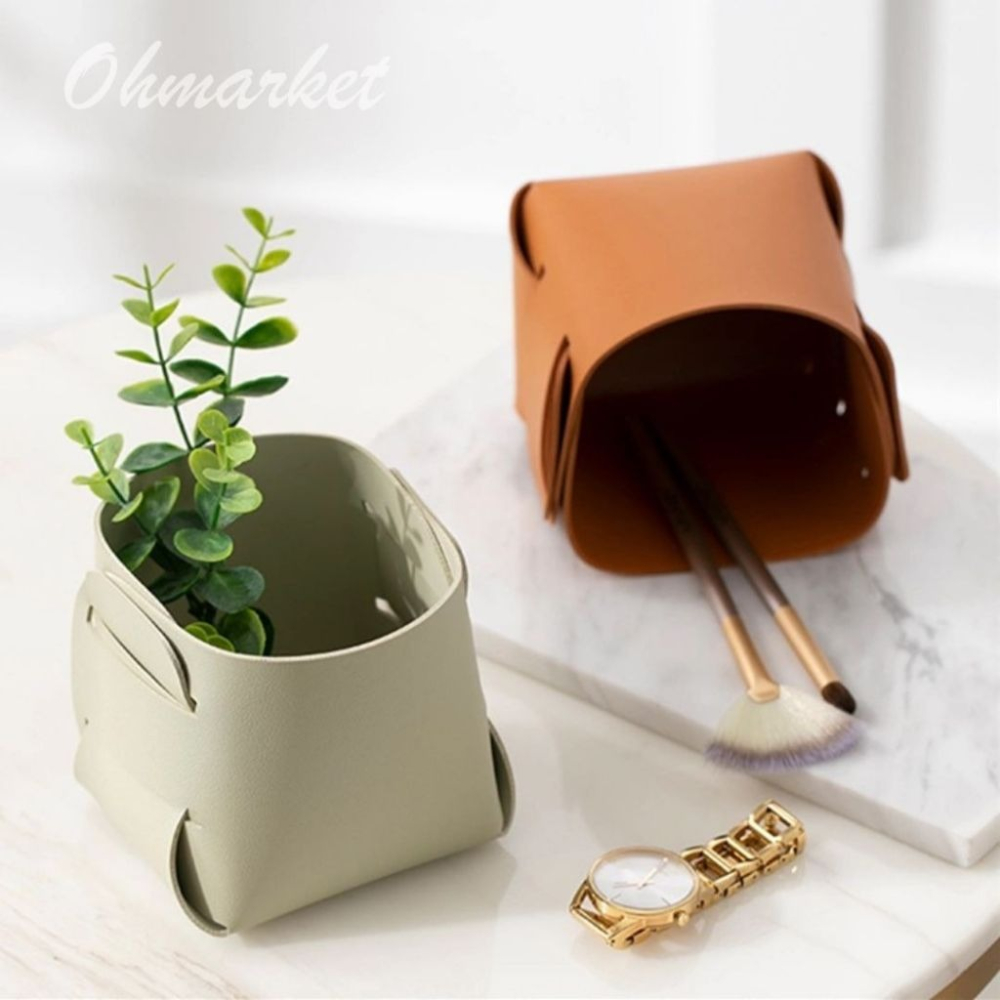 【生活市集】 北歐皮革收納盒 桌面收納 鑰匙收納 收納盒 雜物收納 化妝品收納耳夾耳環收納盒玄關鑰匙收納-細節圖4