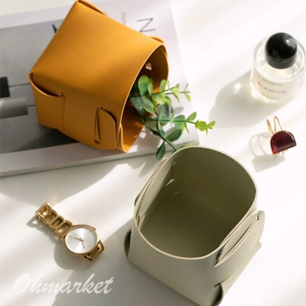 【生活市集】 北歐皮革收納盒 桌面收納 鑰匙收納 收納盒 雜物收納 化妝品收納耳夾耳環收納盒玄關鑰匙收納-細節圖6