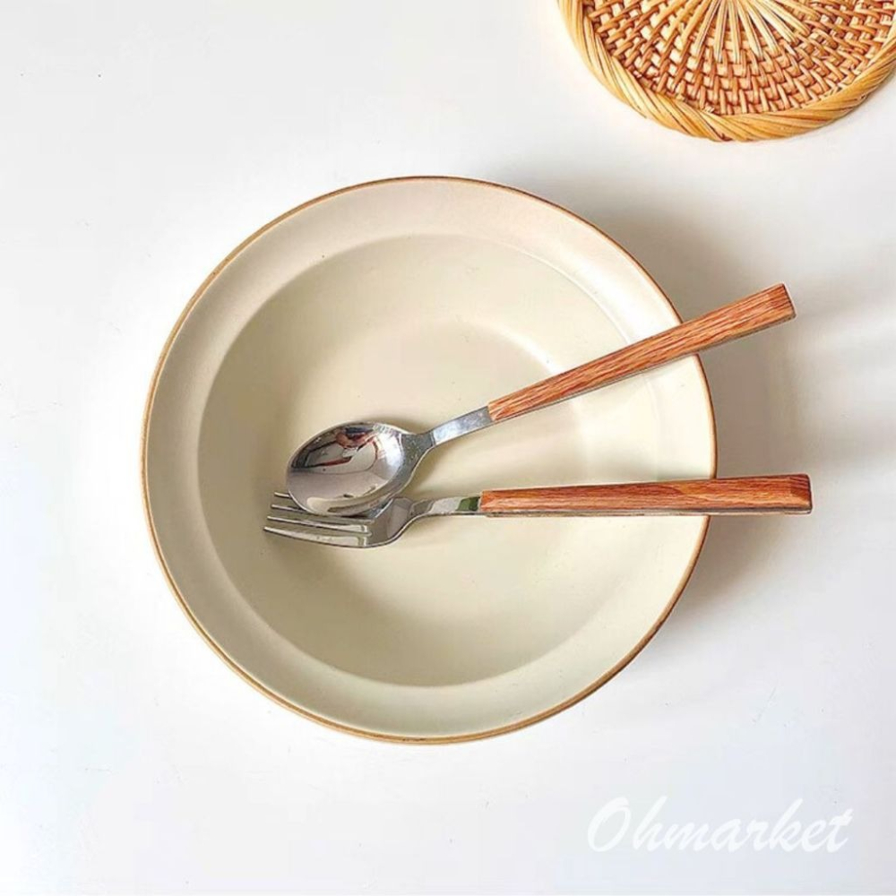 【生活市集】 韓系仿木柄西餐餐具 不鏽鋼餐具 不鏽鋼長柄餐具 西餐刀 刀叉 環保 餐具筷子湯匙牛排刀西餐餐具-細節圖4