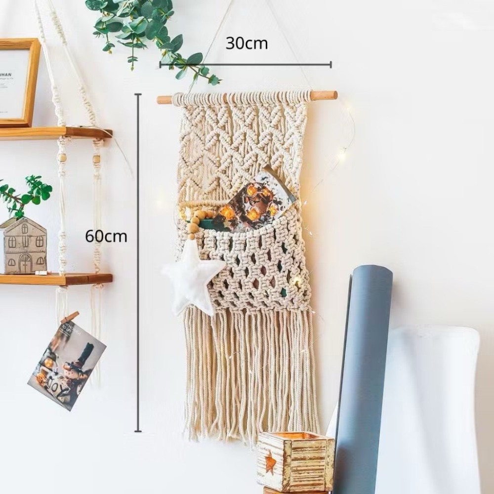 【生活市集】 波西米亞牆壁掛式 編織掛飾 掛毯 編織 收納 佈置 露營 北歐補夢網 波希米亞北歐壁掛 牆壁裝飾-規格圖11
