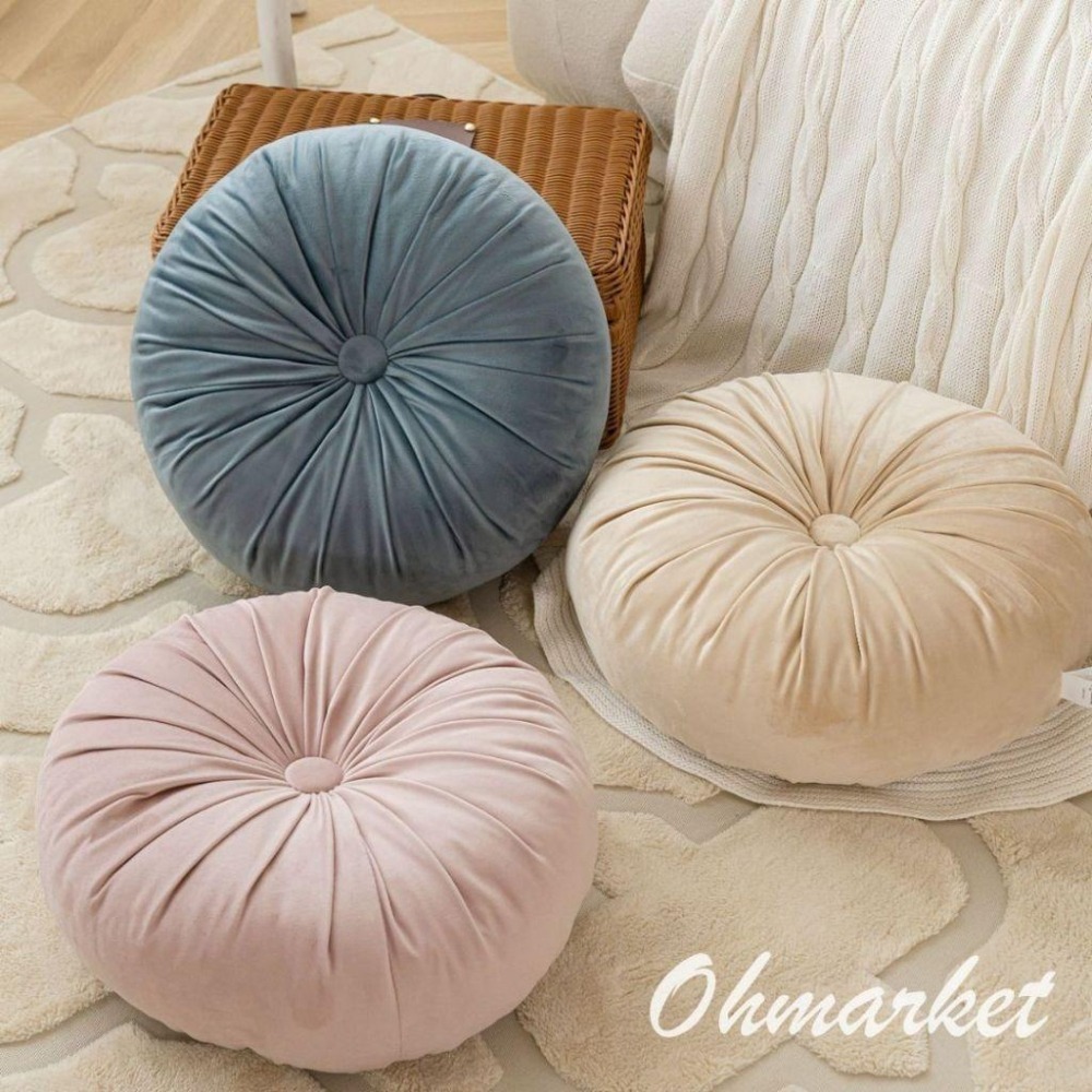 【生活市集】 加厚600g莫蘭迪素色蒲團坐墊 圓形純色坐墊 椅墊 布藝加厚坐墊 靠墊 椅墊輕奢榻榻米坐墊-細節圖2
