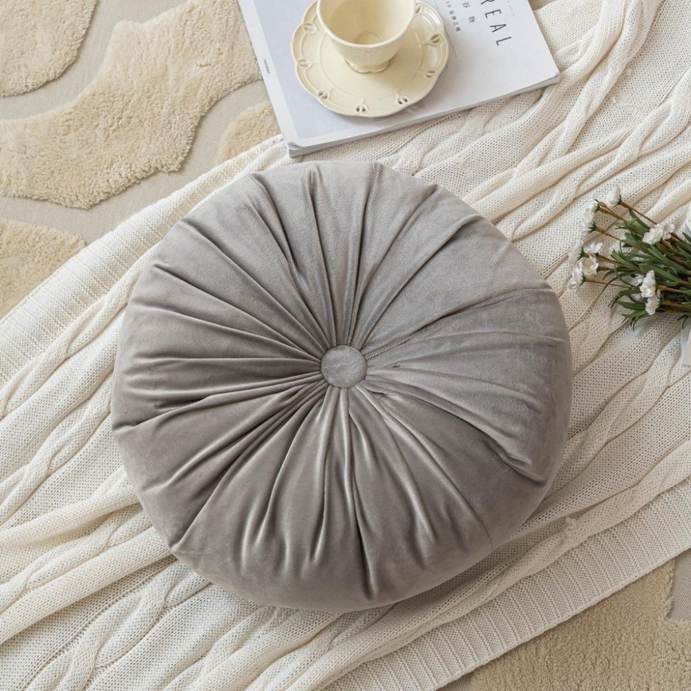 【生活市集】 加厚600g莫蘭迪素色蒲團坐墊 圓形純色坐墊 椅墊 布藝加厚坐墊 靠墊 椅墊輕奢榻榻米坐墊-細節圖5